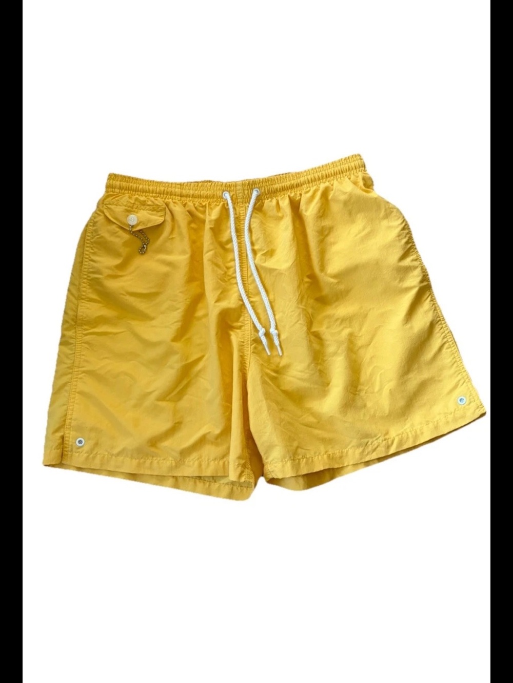 Men’s Faconnable Swim Board Shorts Yellow Vtg Style Deep Pockets Lined XL New